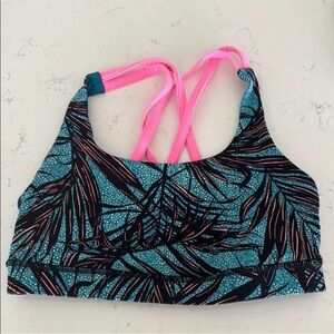 lululemon athletica Blue and Pink Tropical Print Sports Bra
